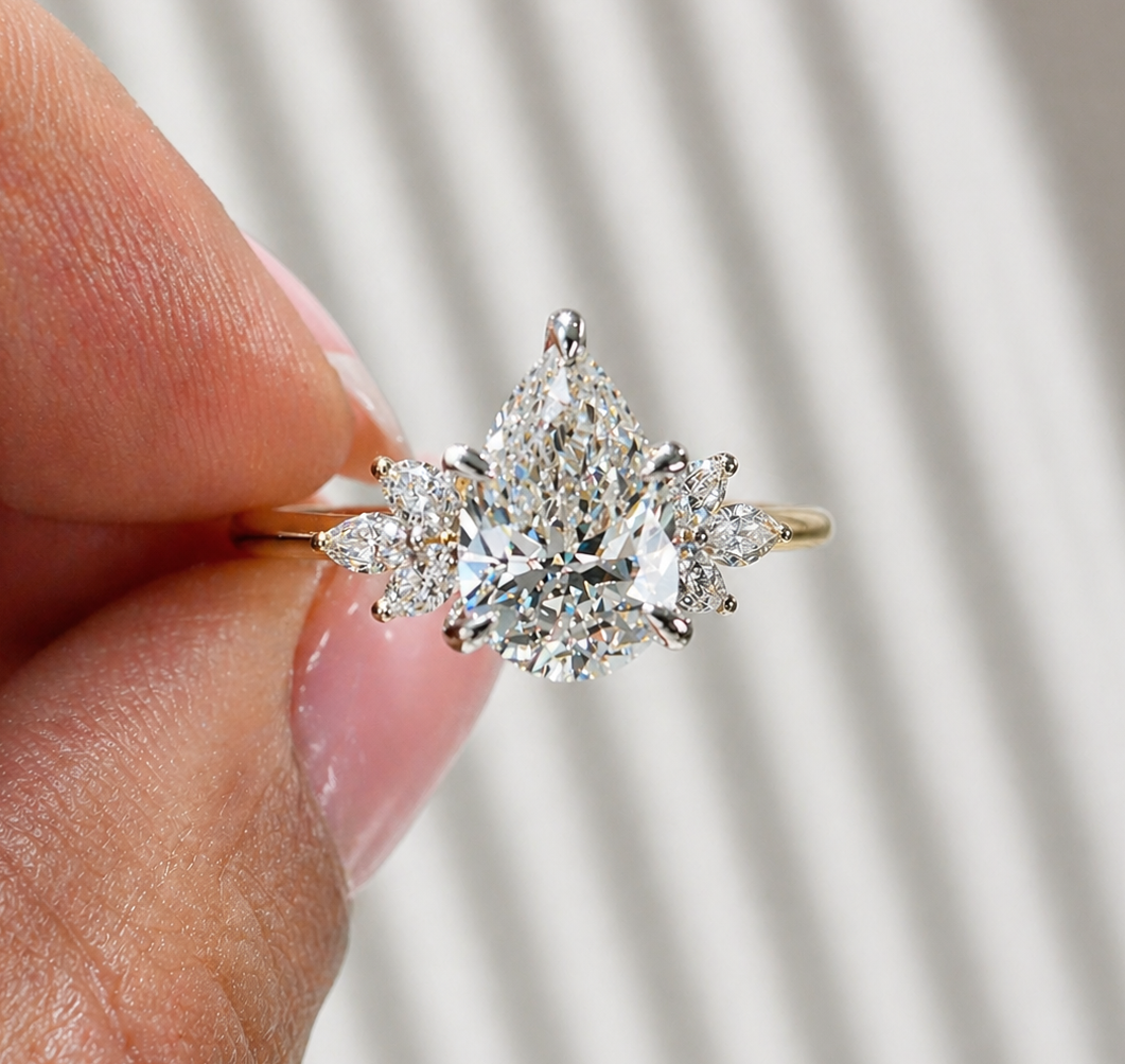 2.54 Carat Pear Cut Whimsical Diamond Engagement Ring